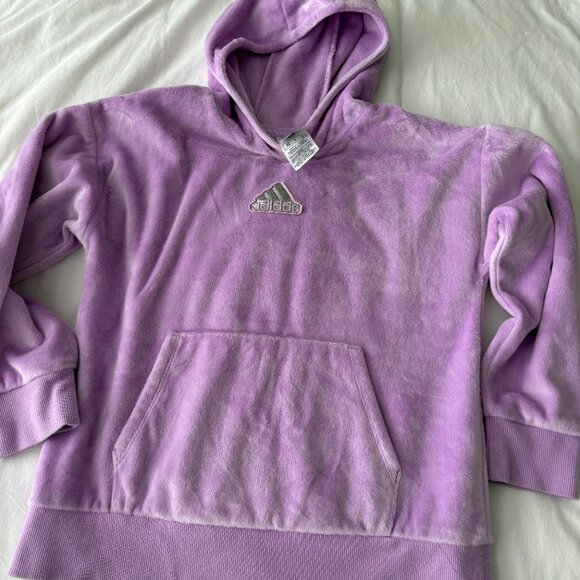 Adidas Purple Sweatshirt Hoodie Soft Fleece - Picture 3 of 7